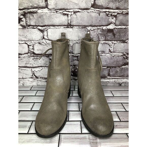 Clarks Metallic Leather Taupe Nevella Devon Zip Ankle Boots Women 7.5M US/38EU - Picture 2 of 16